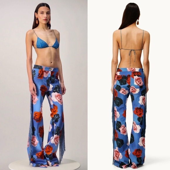 Mirae Pants - Mirae Noa Icy Roses Fringe Pants